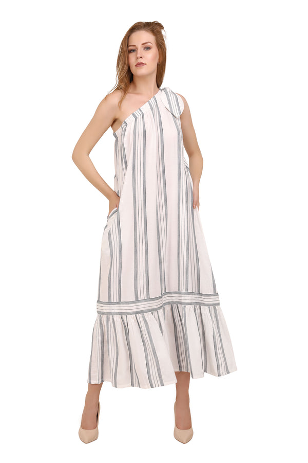 One-shoulder Cotton Long Dress