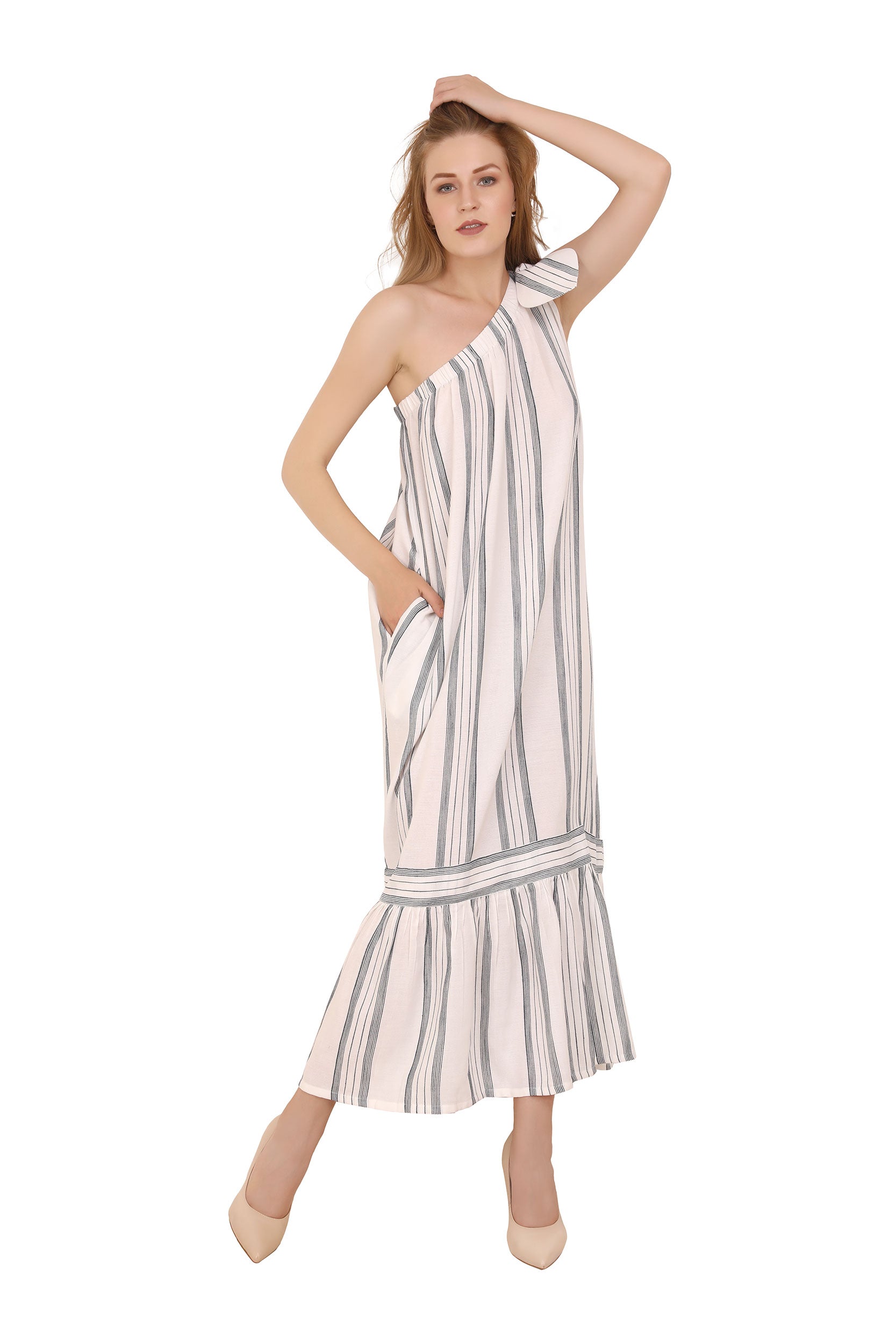One-shoulder Cotton Long Dress