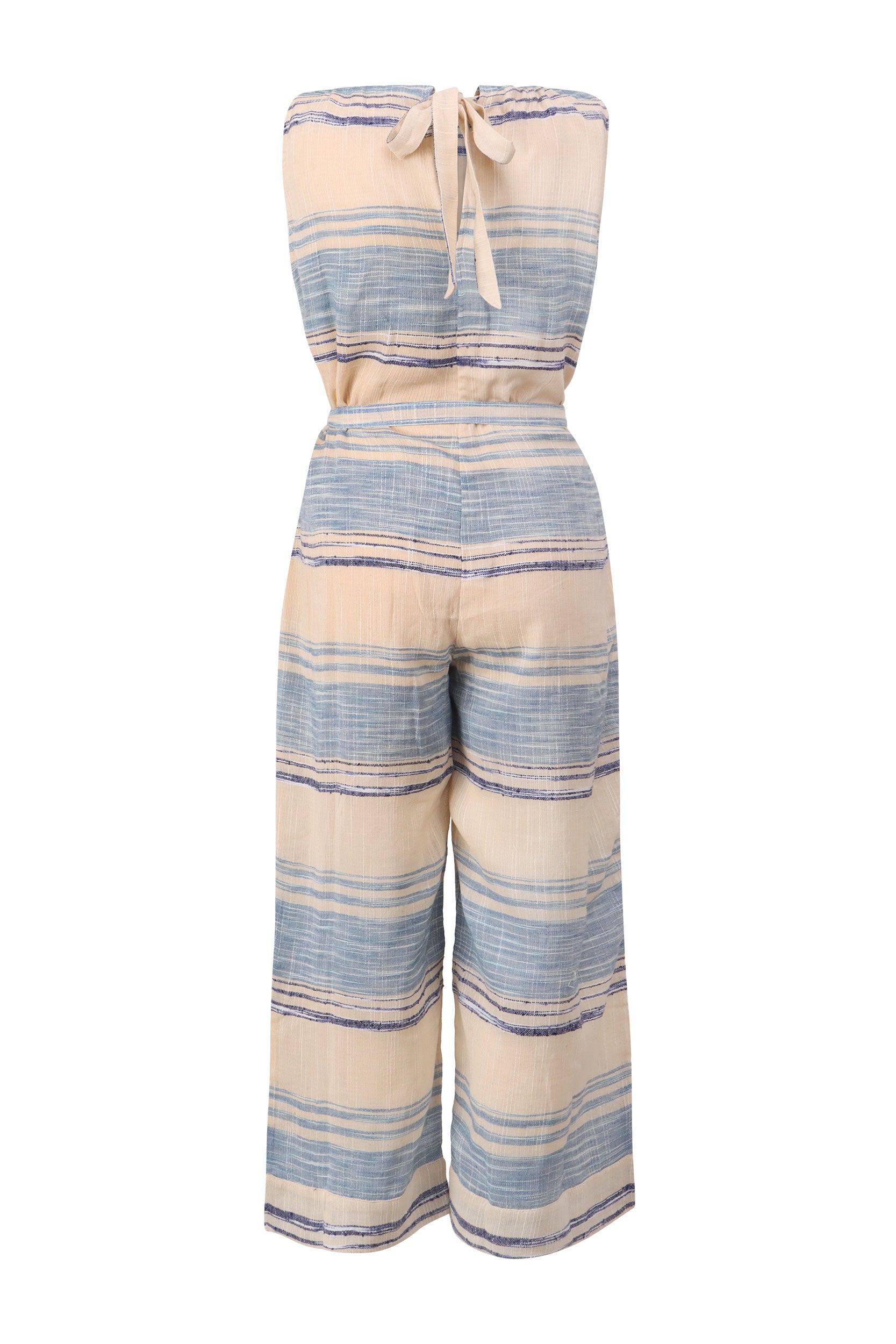 Loose-fit Bohemian Yarn Dyed Cotton Jumpsuit