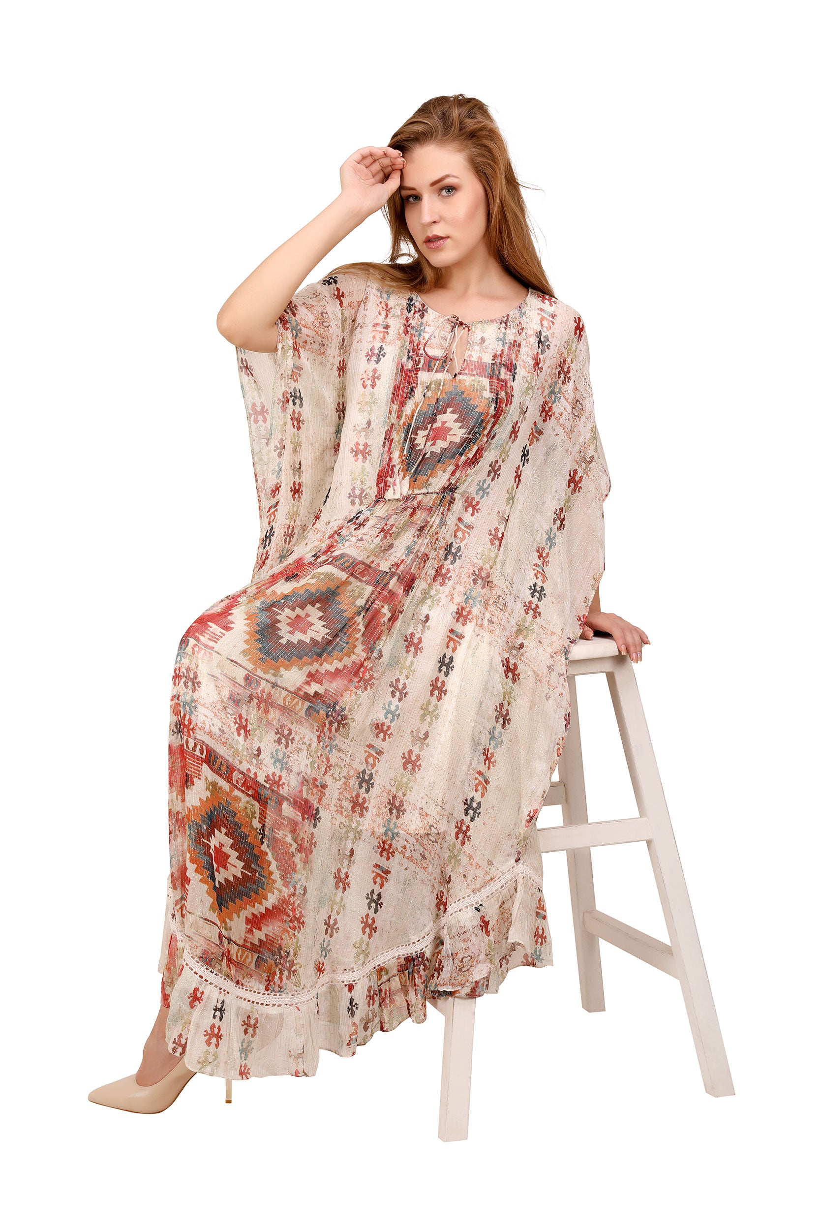 TURKISH KILIM RUG PRINTED KAFTAN