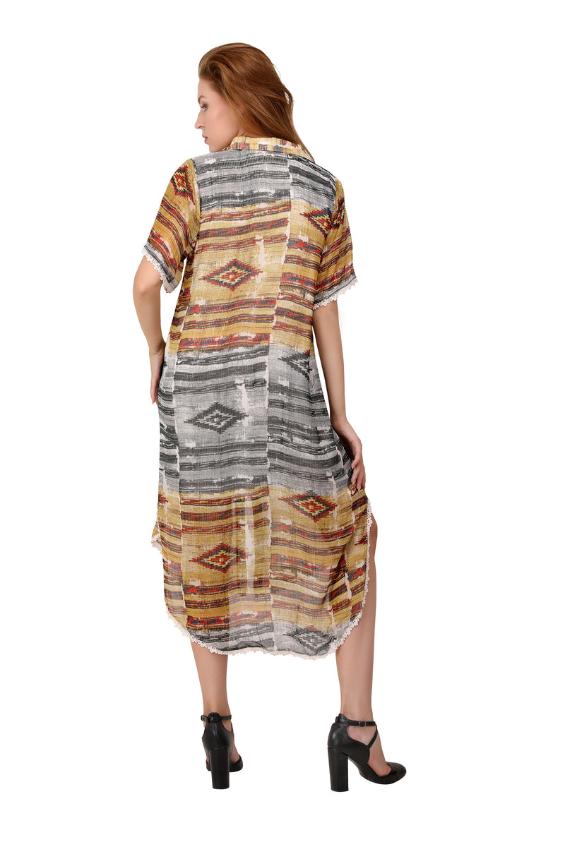 A-Line Asymmetric Rug Print Shirt Dress – Getaway Clothing - TGAC